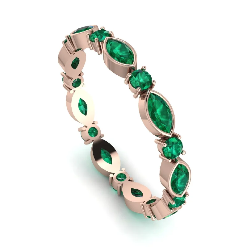 women's ring modern design -Marquise Emerald Eternity Band - Cecilia No. 20