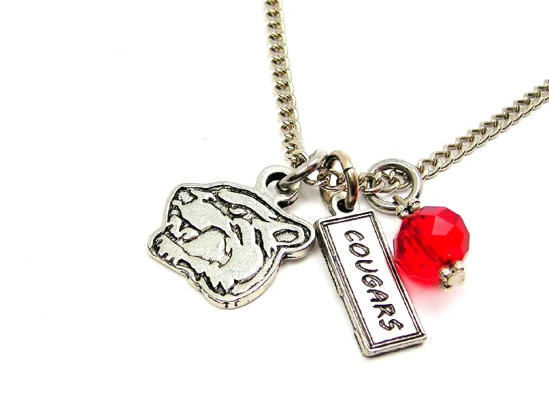 women's necklaces eco-friendly -Cougar Mascot With Cougars Tab Necklace