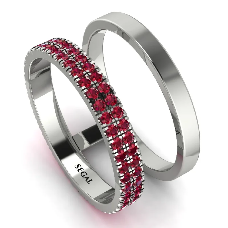 women's ring three-stone setting -Balance Ratio Ruby Band - Iris No. 12