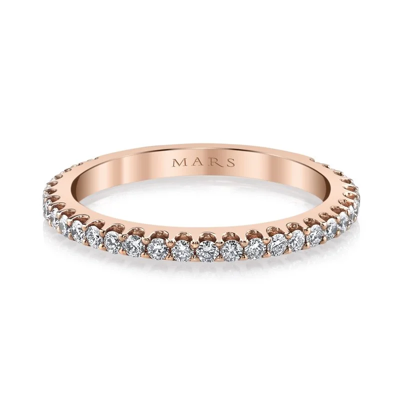 women's ring moon design -14K Rose Gold 0.45ct Straight Diamond Stackable Fashion Ring