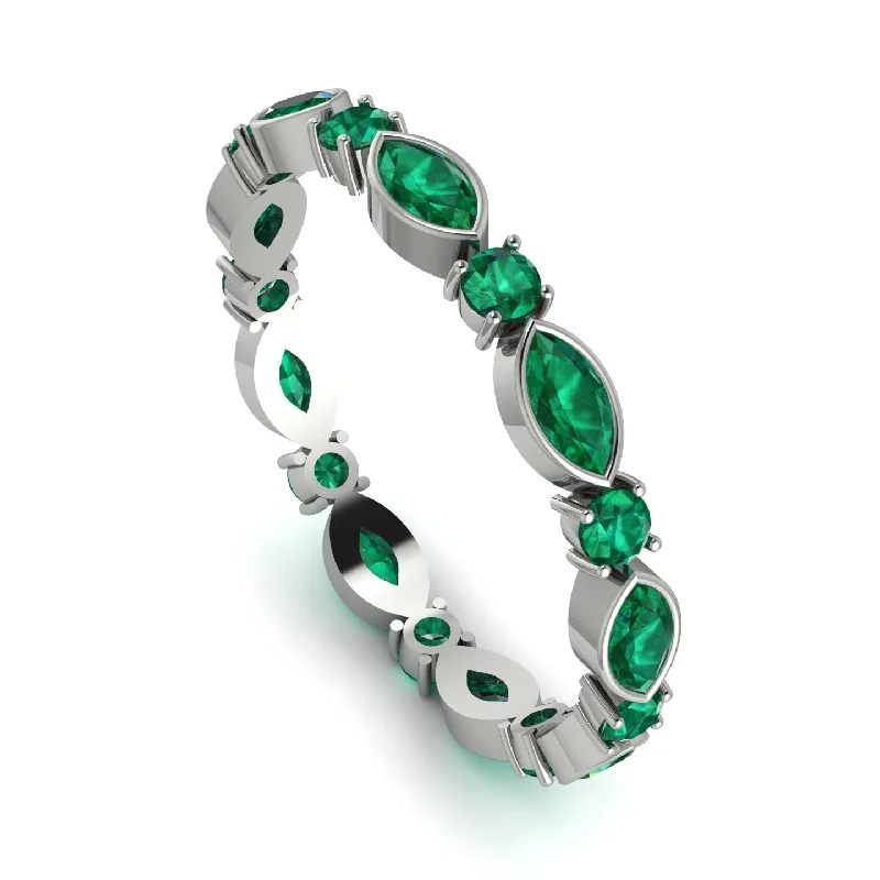 women's ring antique design -Marquise Emerald Eternity Band - Cecilia No. 21