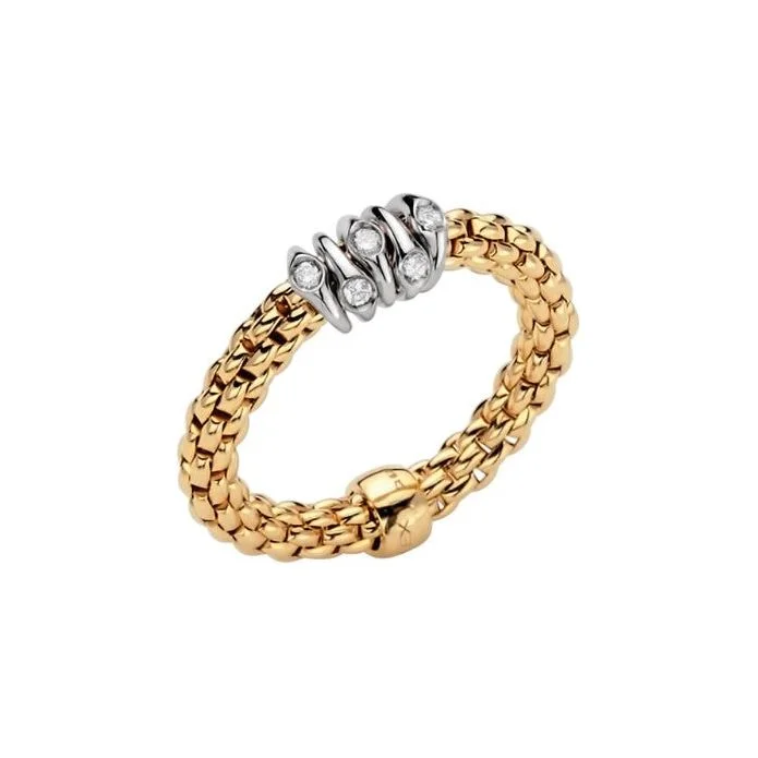 women's ring nature inspired -FOPE 18K Gold Prima Diamond Rondels Flex-It Ring