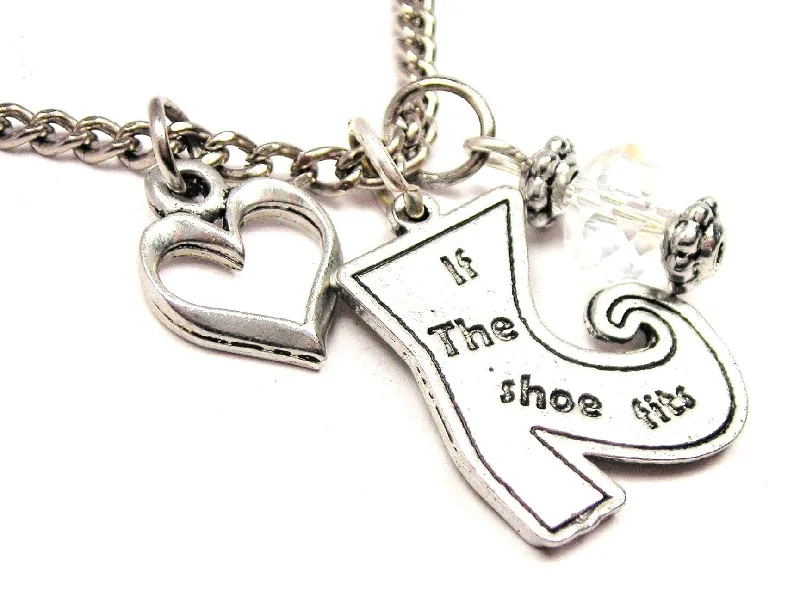 women's necklaces anniversary gift -If The Shoe Fits Witch Boot Necklace with Small Heart