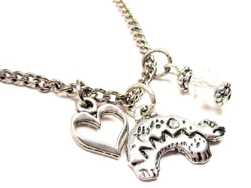 women's necklaces infinity love design -Heartline Bear Necklace with Small Heart