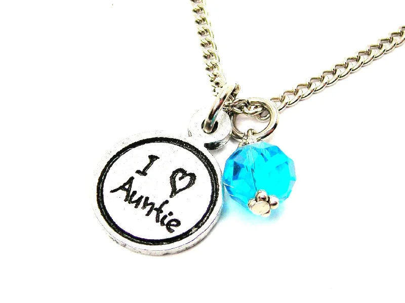 women's necklaces luxury gold pendant -I Love Auntie Child Handwriting Necklace With Crystal Accent