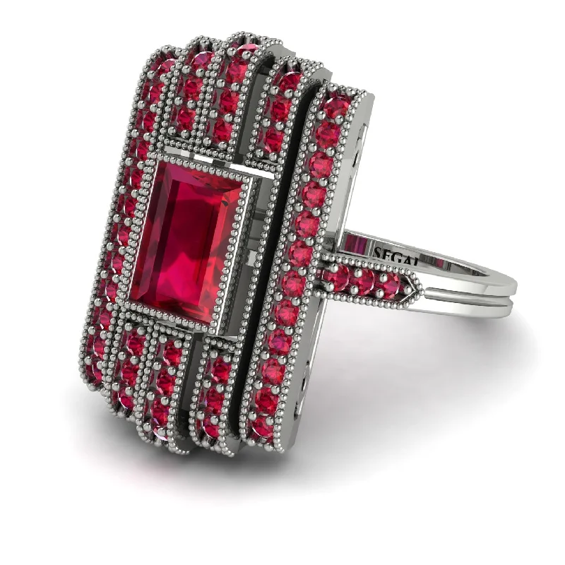 women's ring modern design -Unmatched Style Gold Baguette Ruby Ring - Jean No. 57