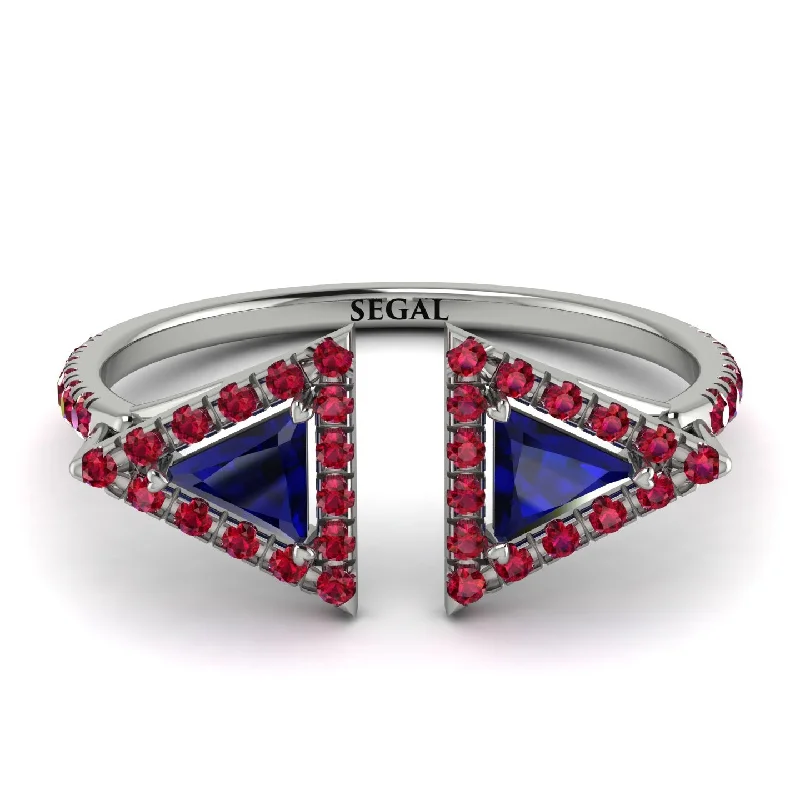 women's ring classic elegance -Triangle Sapphire Open Ring - Nevaeh No. 60