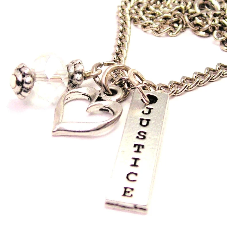 women's necklaces diamond tennis chain -Justice Long Tab Necklace with Small Heart