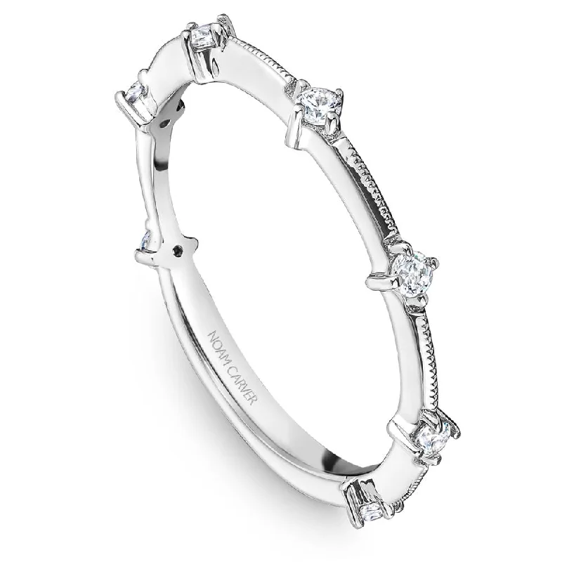 women's ring unique design -Noam Carver Stackable Collection 0.15cttw. Diamond Fashion Ring STA12-1