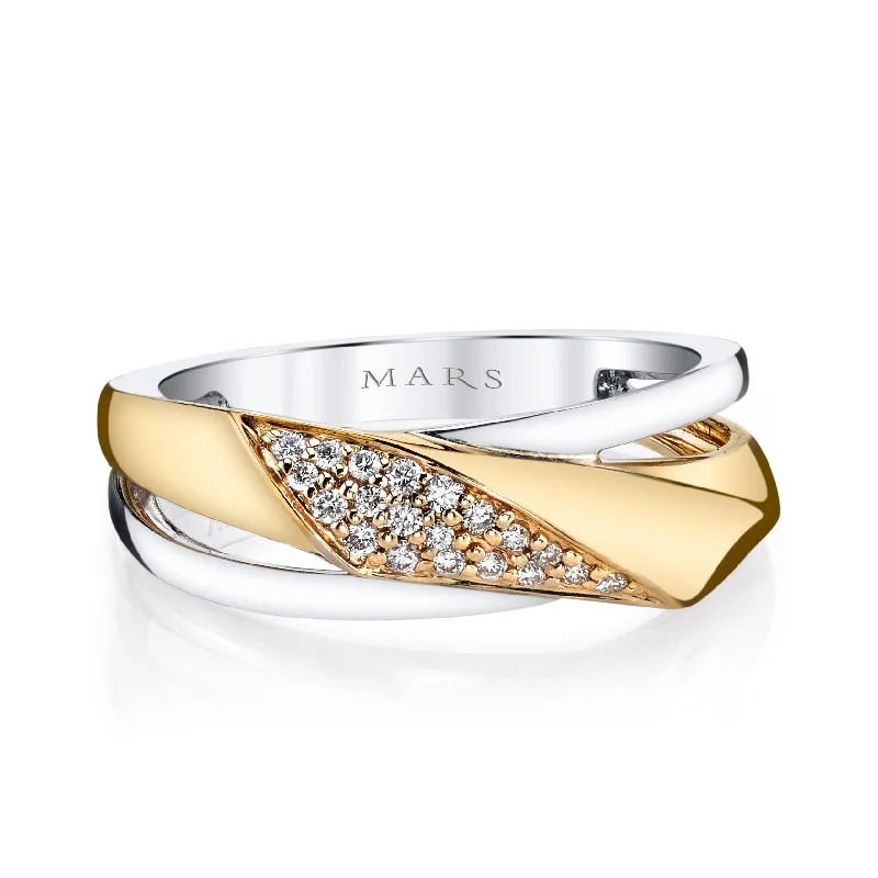 women's ring solitaire setting -14K Two-Tone Gold 0.11ct. Diamond Contrasting Crossover Fashion Ring