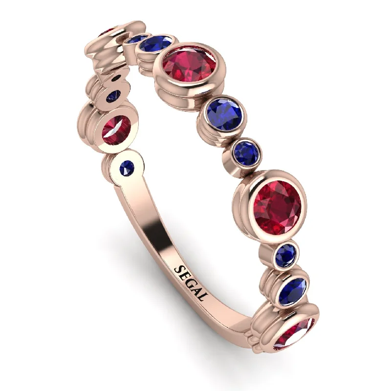 women's ring mixed metals -Bezel Ruby Eternity Band - Valeria No. 71