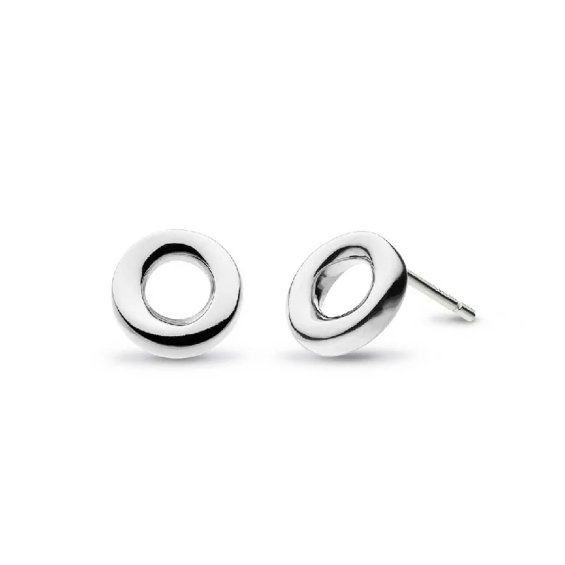 women's earrings ethically sourced -Bevel Cirque Open Circle Stud Earrings, Sterling Silver