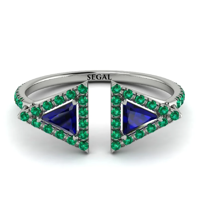 women's ring celestial theme -Triangle Sapphire Open Ring - Nevaeh No. 30