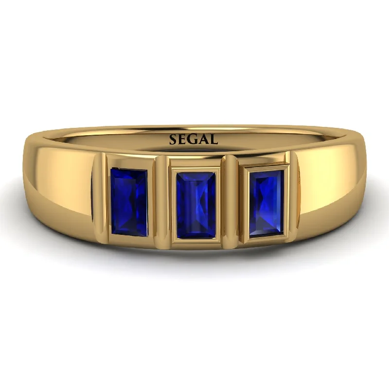 women's ring vintage gold -3 Stone Bagutte Sapphire Ring - Lilly No. 13