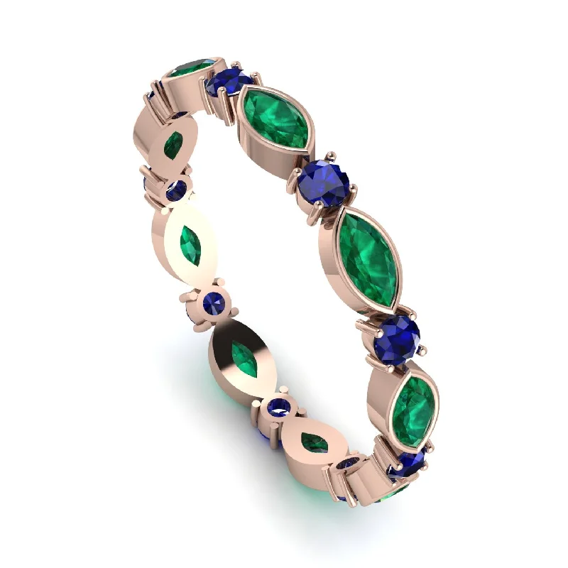 women's ring Christmas gift -Marquise Emerald Eternity Band - Cecilia No. 65