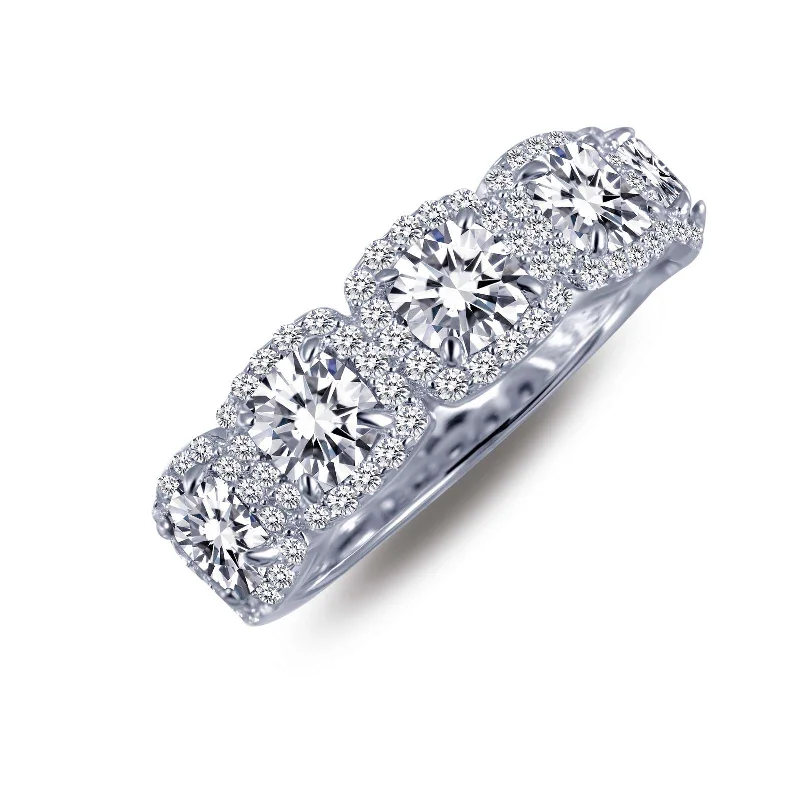 women's ring wedding jewelry -Lafonn Simulated Diamond Halo Eternity Anniversary Ring R0145CLP