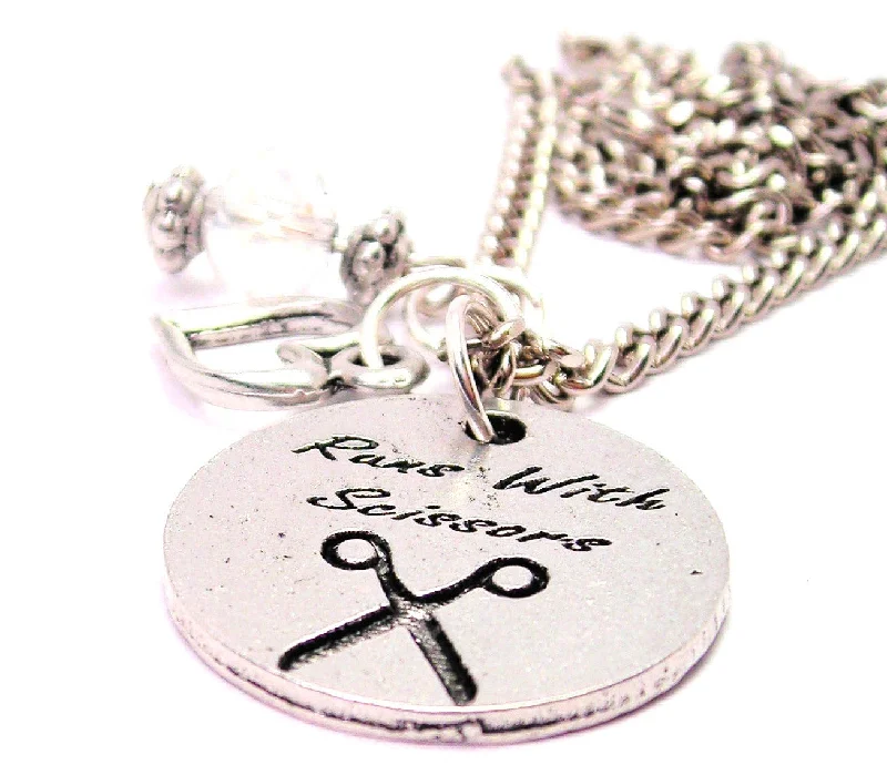 women's necklaces personalized letter -Runs With Scissors Necklace with Small Heart