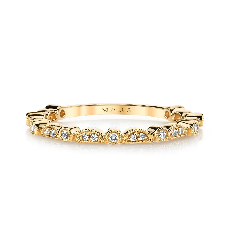 women's ring bold and stylish -14K Yellow Gold 0.11ct. Diamond Milgrain Detailing Stackable Fashion Ring