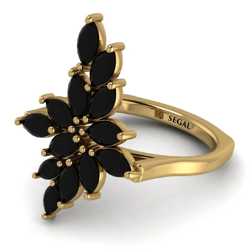 women's ring elegant crown shape -Marquise Shape Black Diamond Galmorious Ring - Melanie No. 7