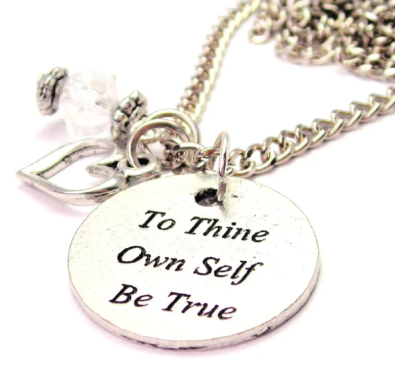 women's necklaces mother of pearl -To Thine Own Self Be True Necklace with Small Heart