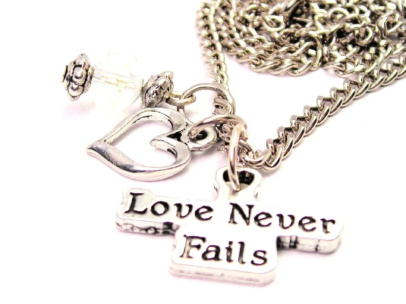 women's necklaces everyday wear -Love Never Fails Necklace with Small Heart