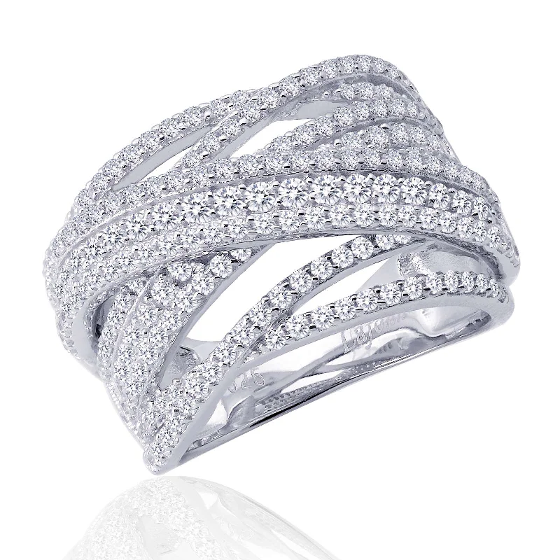 women's ring mixed metals -Lafonn Simulated Diamond Pave Glam Anniversary Ring 7R012CLP05