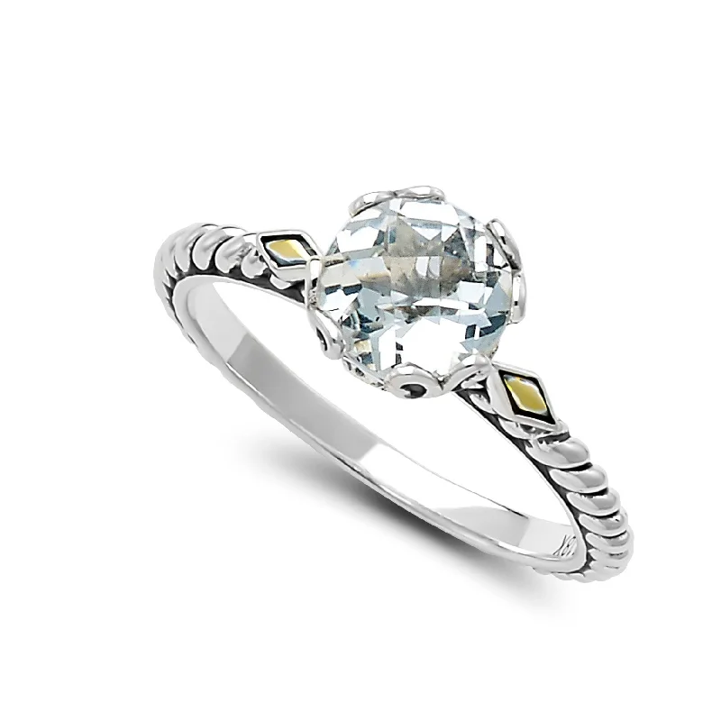 women's ring diamond solitaire -Samuel B. White Topaz Birthstone Glow Ring - April