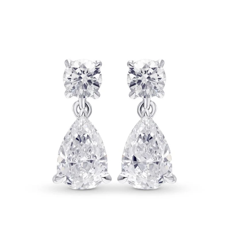 women's earrings chandelier style -2.62CTW Diamond Pear Drop Earrings