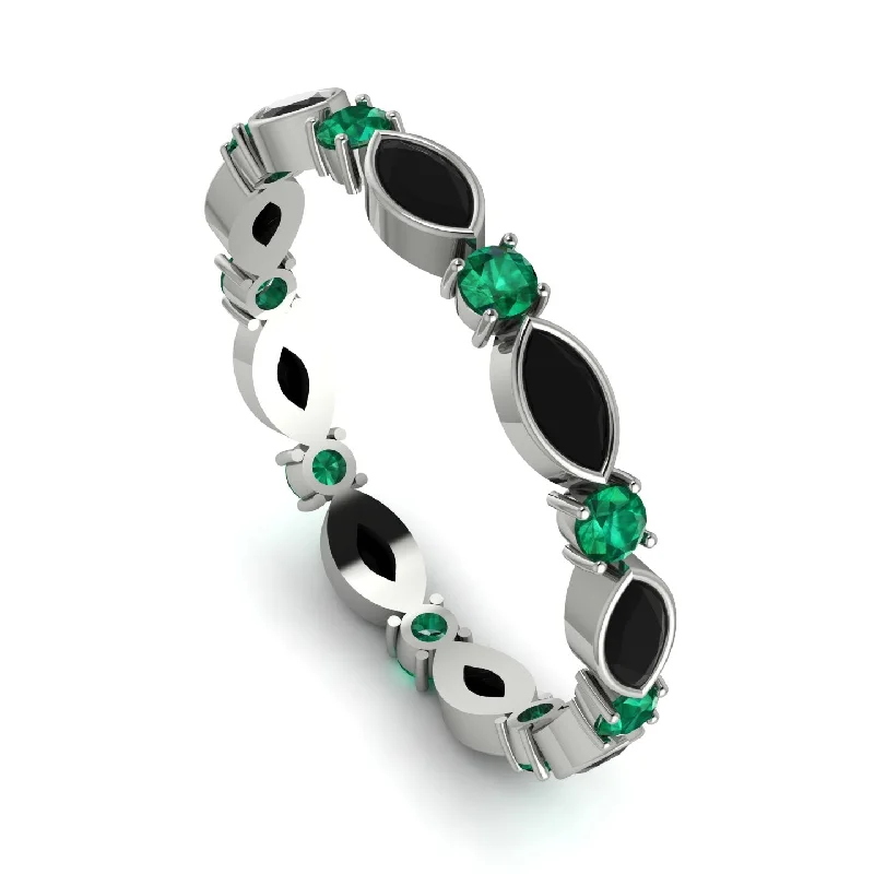 women's ring emerald -Marquise Black Diamond Eternity Band - Cecilia No. 24