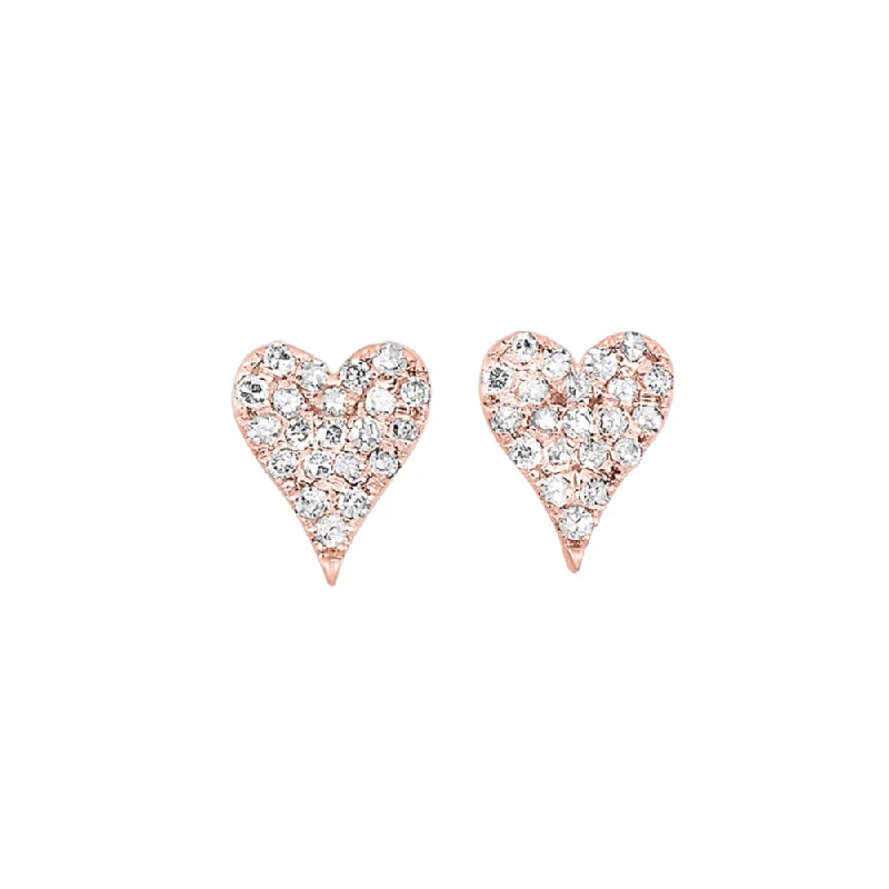 women's earrings bold statement -1/5 Ctw Diamond Heart Earrings in 10 Karat Rose Gold