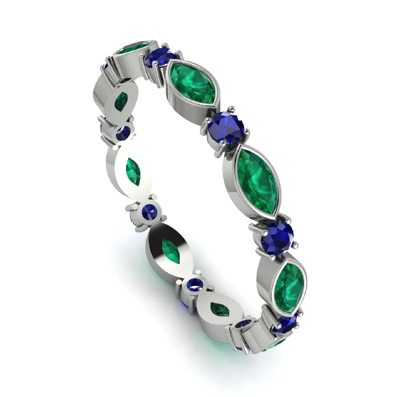 women's ring anniversary gift -Marquise Emerald Eternity Band - Cecilia No. 66