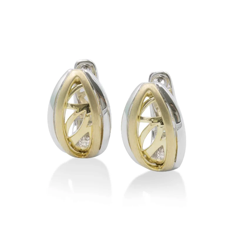 women's earrings celebrity style -Marquise Shape Earrings, Gold Plated Sterling Silver