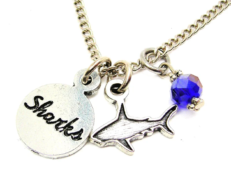 women's necklaces dainty chain -Shark with Sharks Circle Necklace