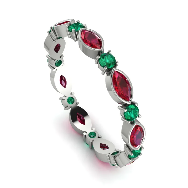 women's ring diamond -Marquise Ruby Eternity Band - Cecilia No. 27