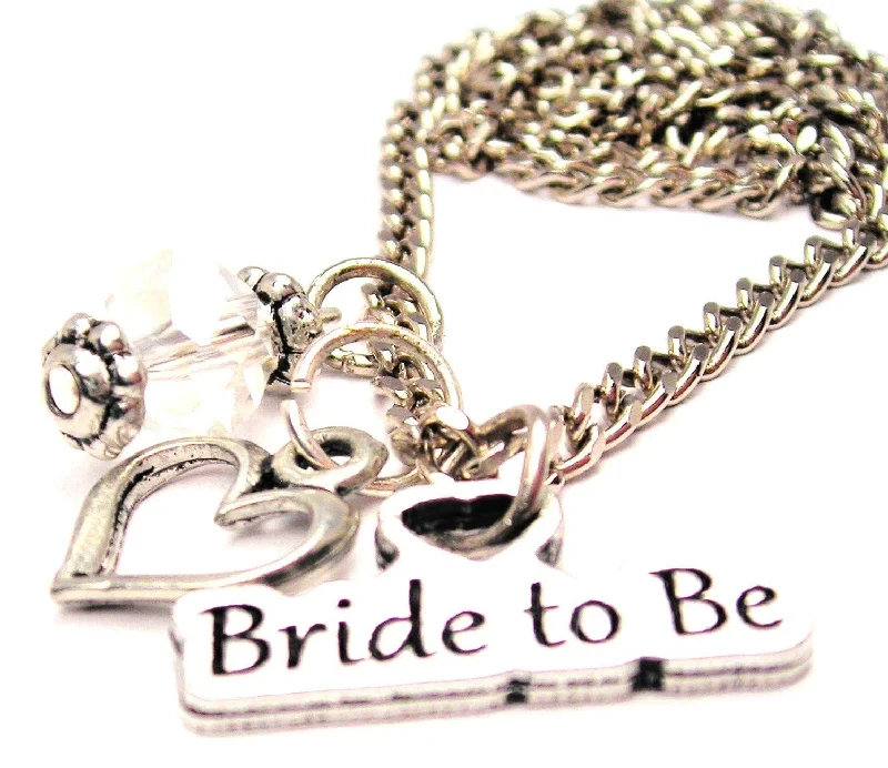 women's necklaces choker style -Bride To Be Necklace with Small Heart