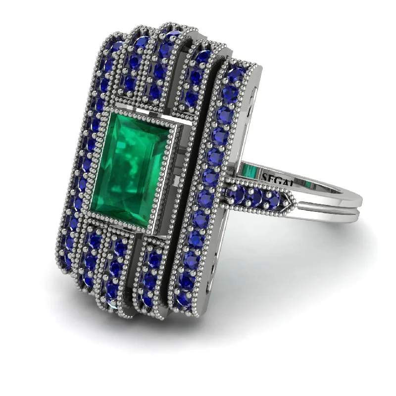 women's ring stackable set -Unmatched Style Gold Baguette Emerald Ring - Jean No. 66