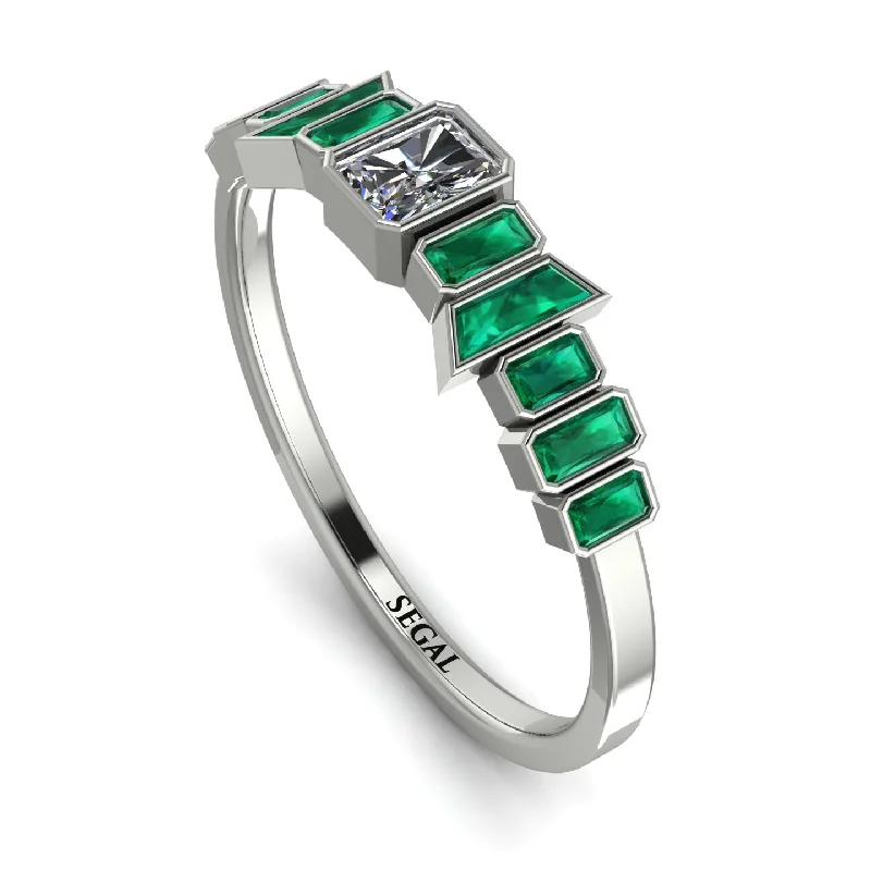 women's ring halo setting -Emerald Diamond Mix Band - Valerie No. 18