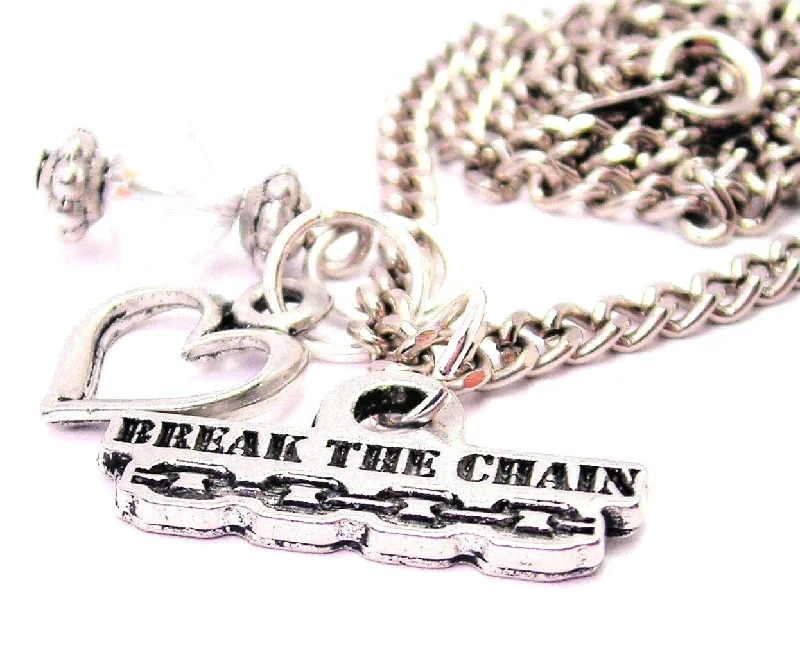 women's necklaces trendy simple chain -Break The Chain Necklace with Small Heart