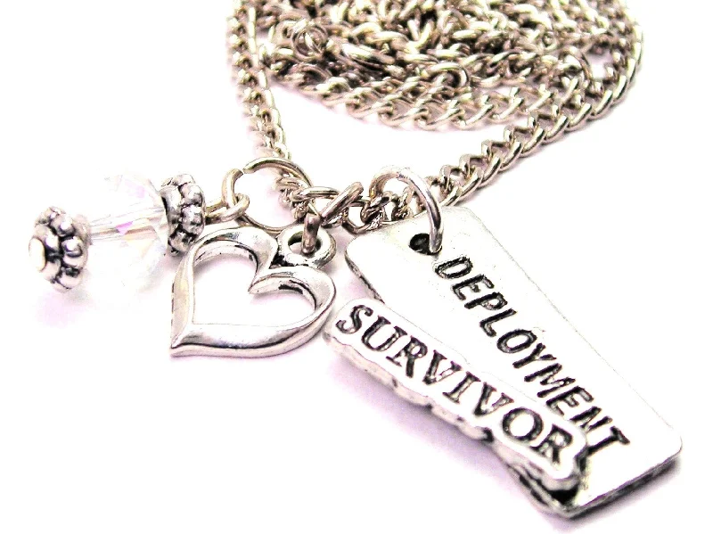 women's necklaces pearl -Deployment Survivor Necklace with Small Heart