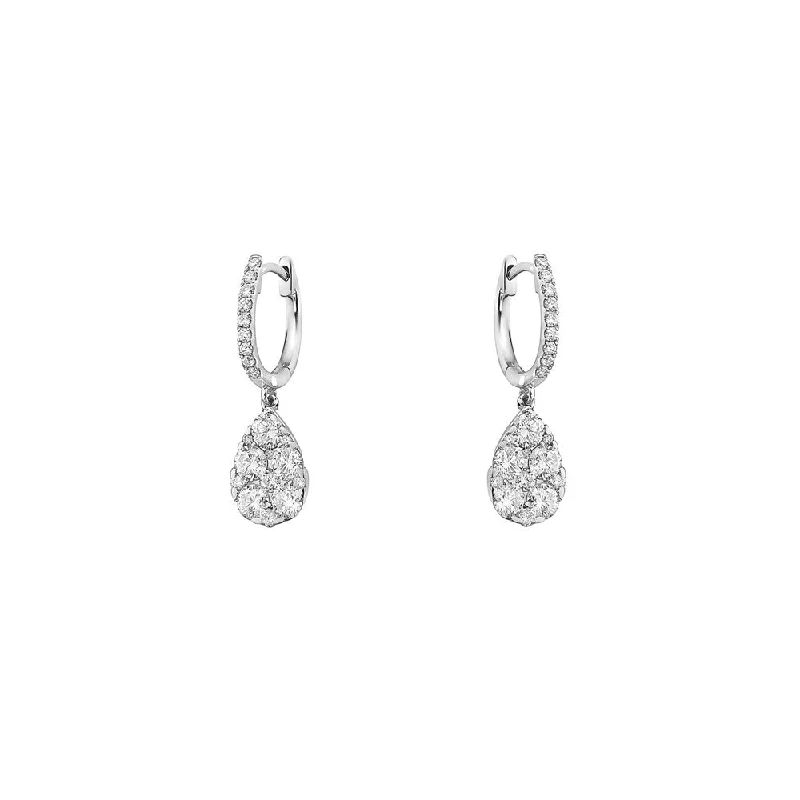 women's earrings diamond solitaire -18 Karat Yellow Gold Pear shape drop Diamond Earrings