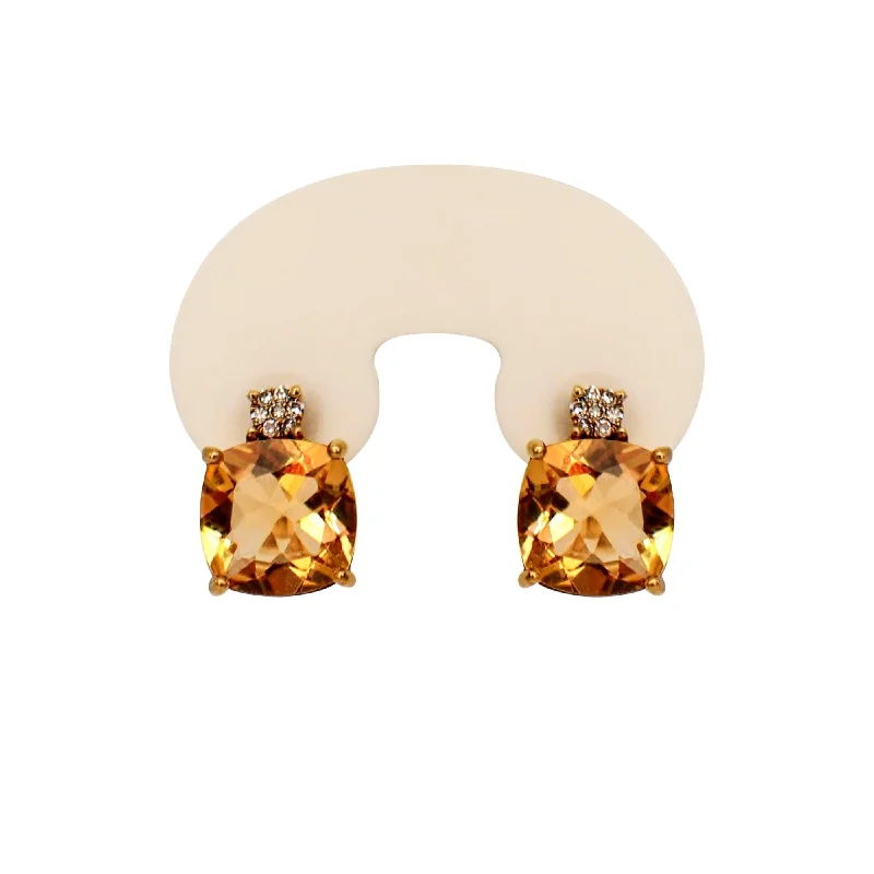 women's earrings butterfly charm -9 kt Yellow Gold Citrine and Diamonds Earrings