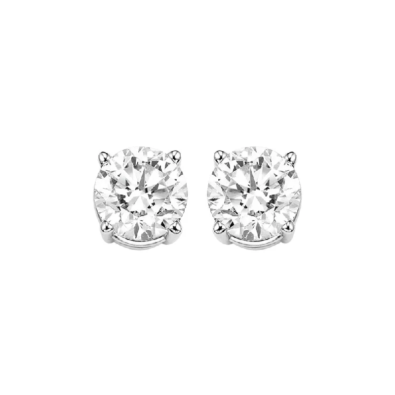 women's earrings celestial theme -14k White Gold 1.00ctw Round Diamond Stud Earrings