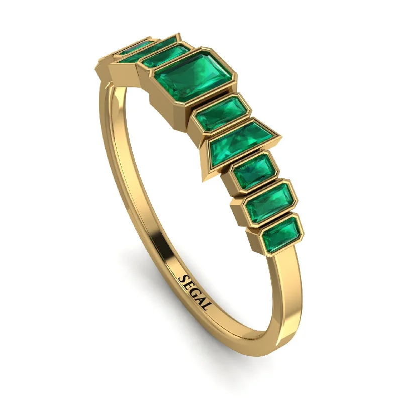 women's ring solitaire setting -Emerald Emerald Mix Band - Valerie No. 19