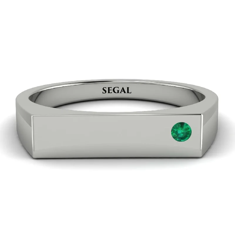 women's ring delicate band -Thin Signature Band With Emerald - Norah No. 6