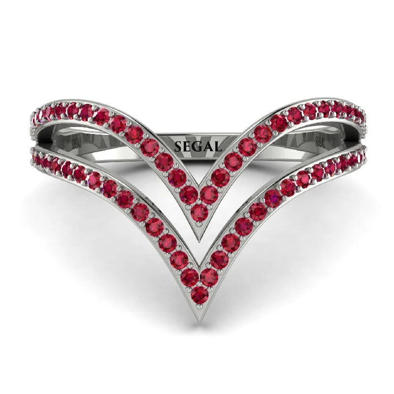 women's ring diamond solitaire -Double V Ruby Ring - Lyla No. 12