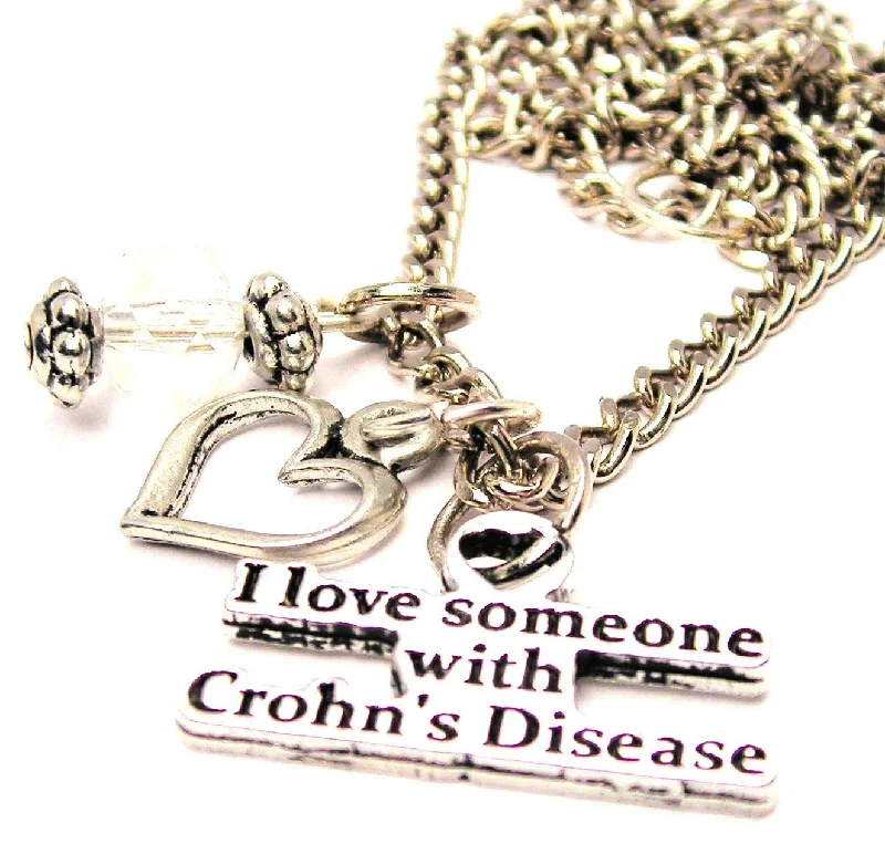 women's necklaces delicate chain -I Love Someone With Crohn's Disease Necklace with Small Heart