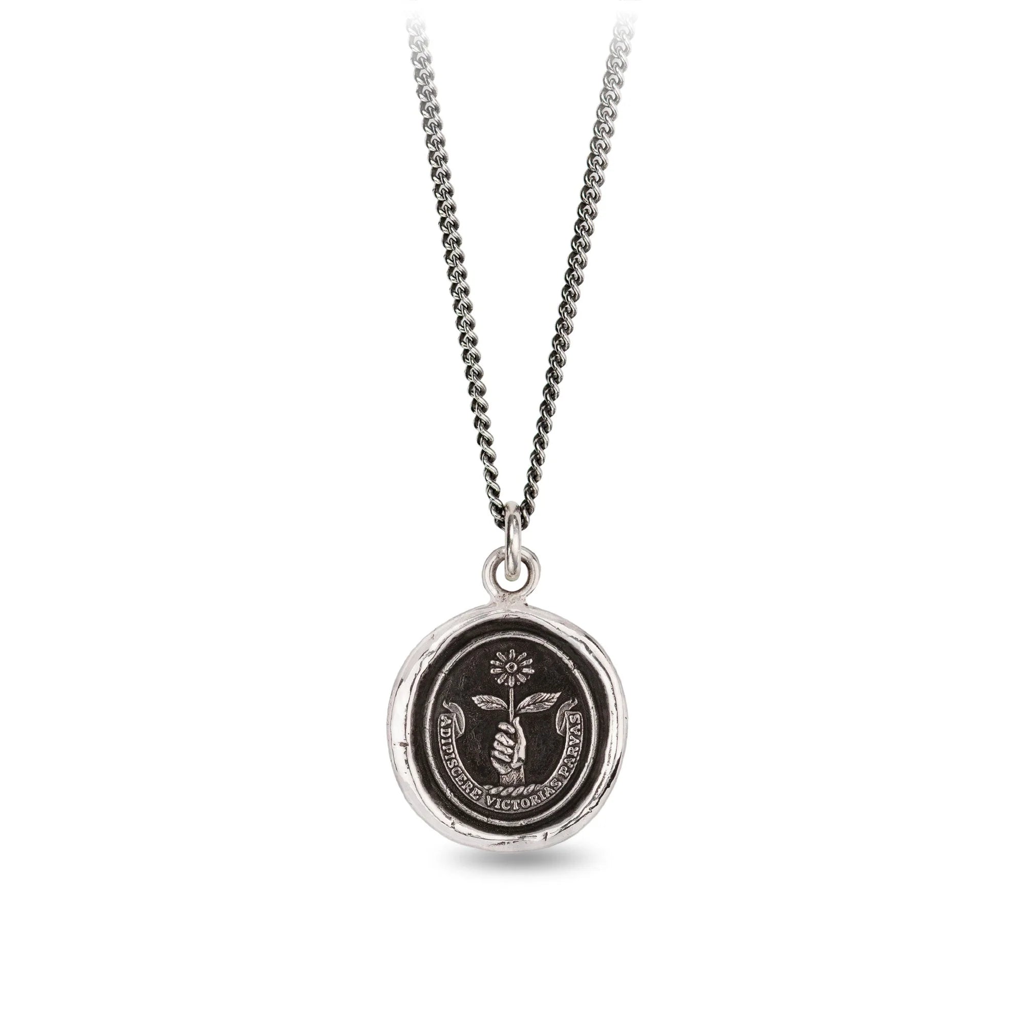 women's necklaces choker style -Pyrrha Sterling Silver "Tiny Victories" Talisman 20" Oxidized Fine Curb Chain Necklace