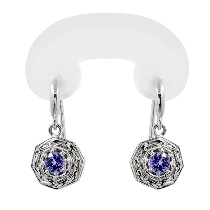 women's earrings wedding jewelry -18 kt White Gold Drop Tanzanite Earrings