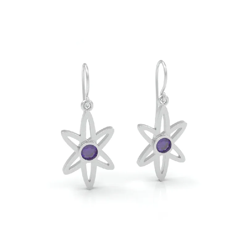 women's earrings hypoallergenic material -Amethyst Galaxy Dangle Earrings, Sterling Silver