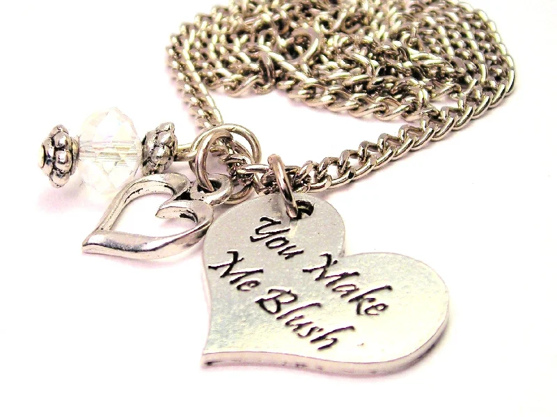 women's necklaces trendy mixed metal -You Make Me Blush Heart Necklace with Small Heart